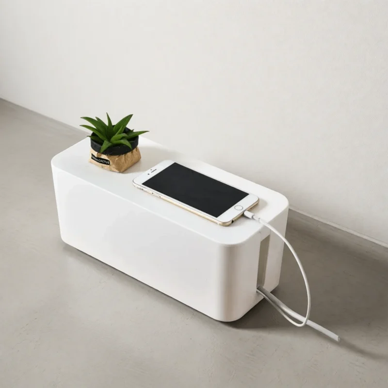 Boîte range-câbles et multiprise, design épuré