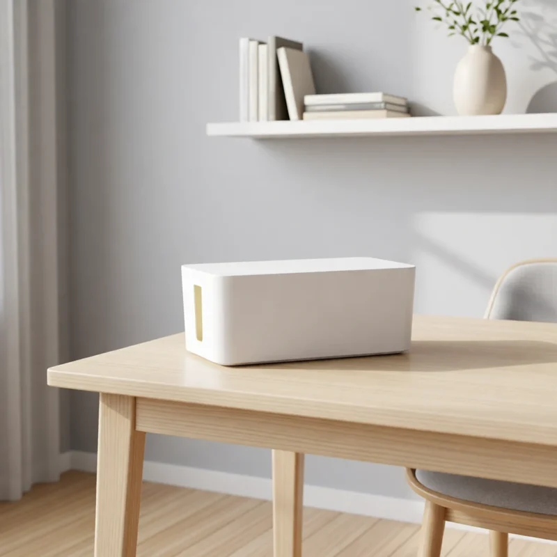 Boîte range-câbles et multiprise, design épuré