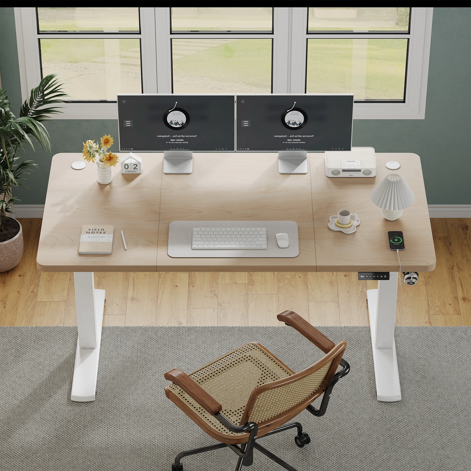 Bureau assis-debout électrique avec port USB – vue 3
