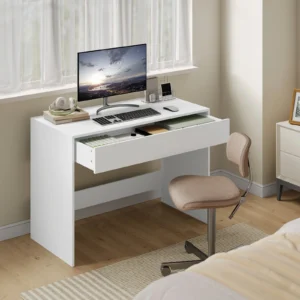 Bureau blanc 100 × 50 cm avec grand tiroir – vue 2 Bureau blanc 100 × 50 cm avec grand tiroir – vue 2
