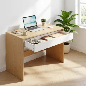 Bureau blanc 100 × 50 cm avec grand tiroir – vue 7 Bureau blanc 100 × 50 cm avec grand tiroir – vue 7