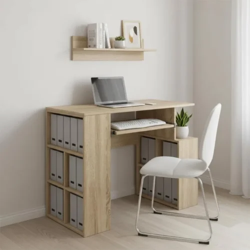 Bureau chêne sonoma 90 × 50 cm avec étagères