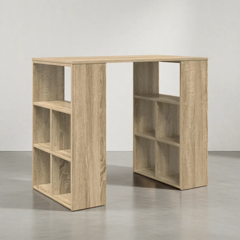 Bureau chêne sonoma 90 × 50 cm avec étagères
