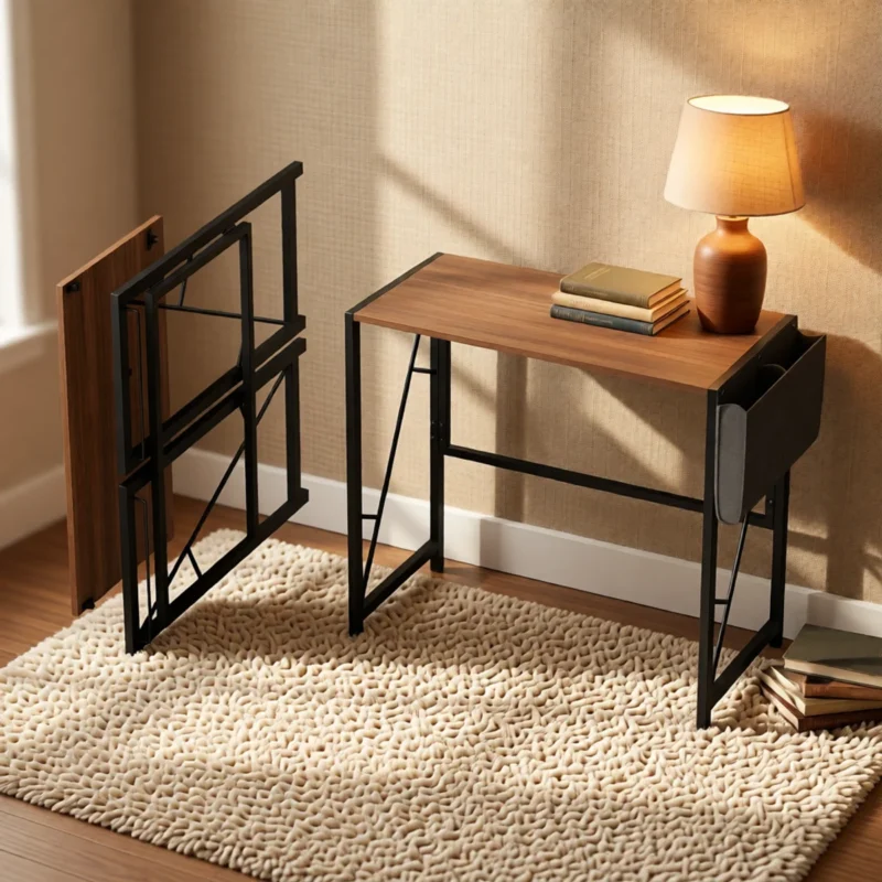 Bureau pliable 80 cm avec crochet et poche de rangement – vue 7 Bureau pliable 80 cm avec crochet et poche de rangement – vue 7