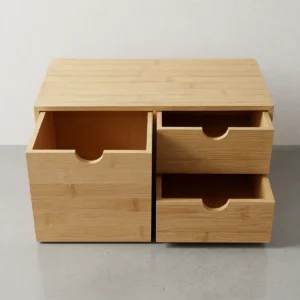 Caisson de bureau en bambou, 3 tiroirs Caisson de bureau en bambou, 3 tiroirs