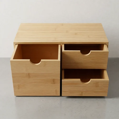 Caisson de bureau en bambou, 3 tiroirs Caisson de bureau en bambou, 3 tiroirs