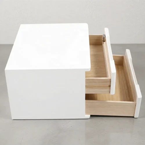 Caisson de bureau blanc, 2 tiroirs dont 1 à clé Caisson de bureau blanc, 2 tiroirs dont 1 à clé