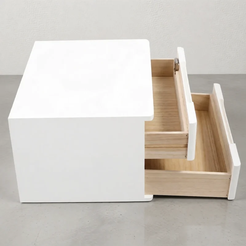 Caisson de bureau blanc, 2 tiroirs dont 1 à clé