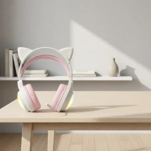 Casque gaming oreilles de chat, éclairage RGB – vue 6