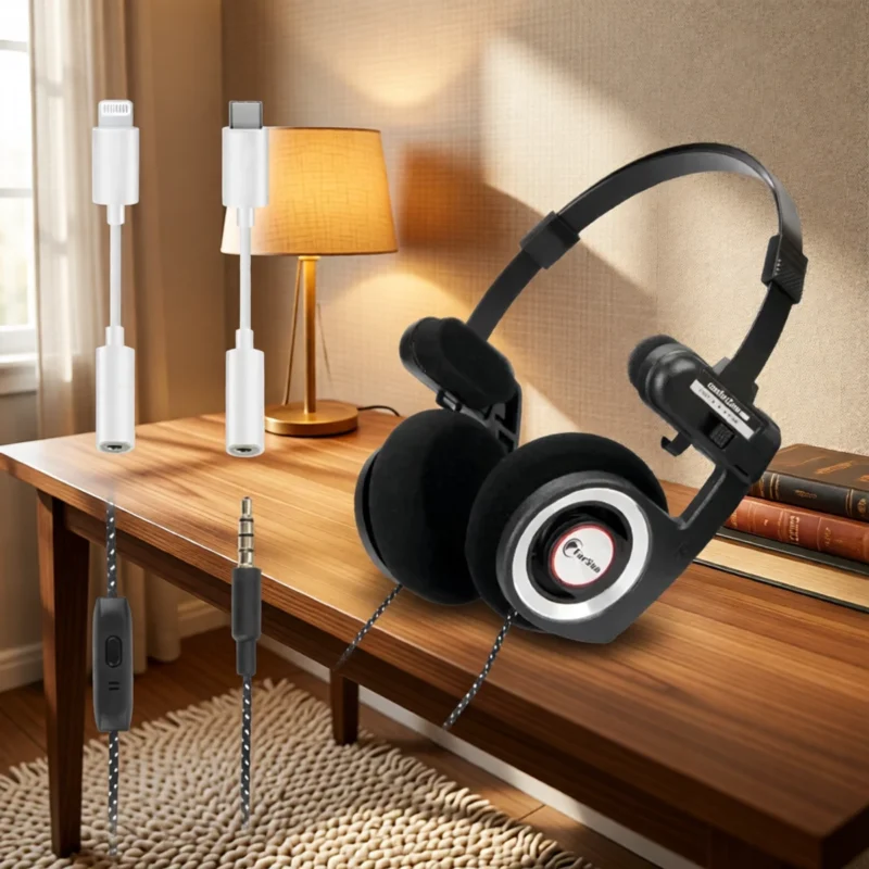 Casque rétro pliable avec micro – vue 2 Casque rétro pliable avec micro – vue 2