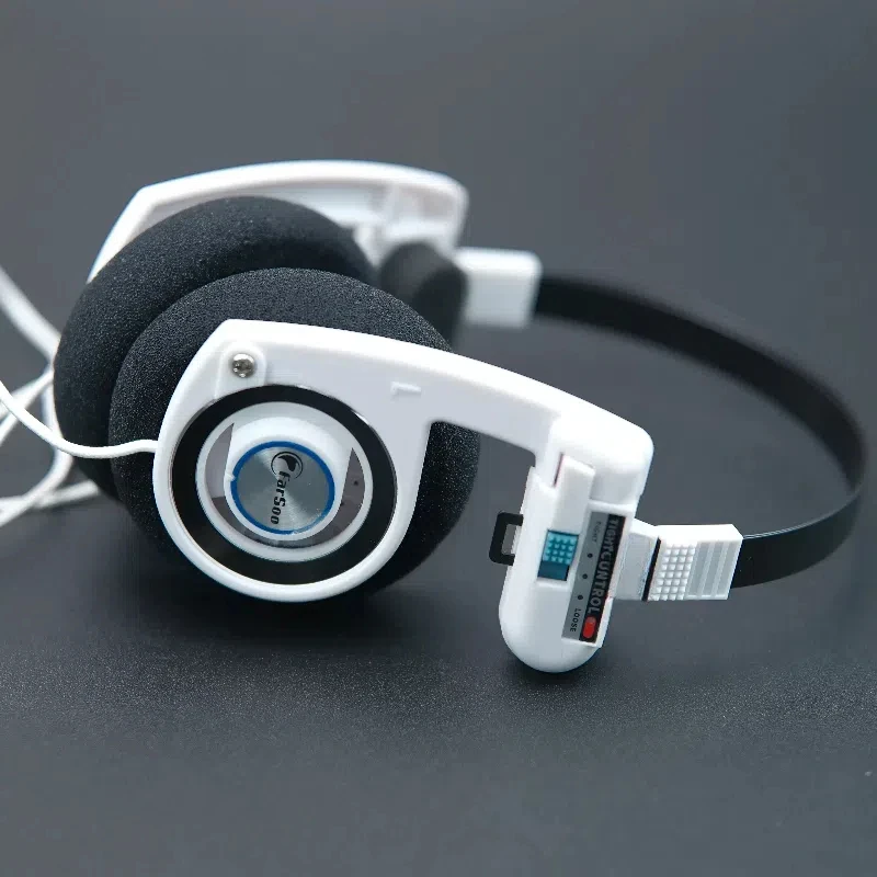 Casque rétro pliable avec micro – Blanc Casque rétro pliable avec micro – Blanc