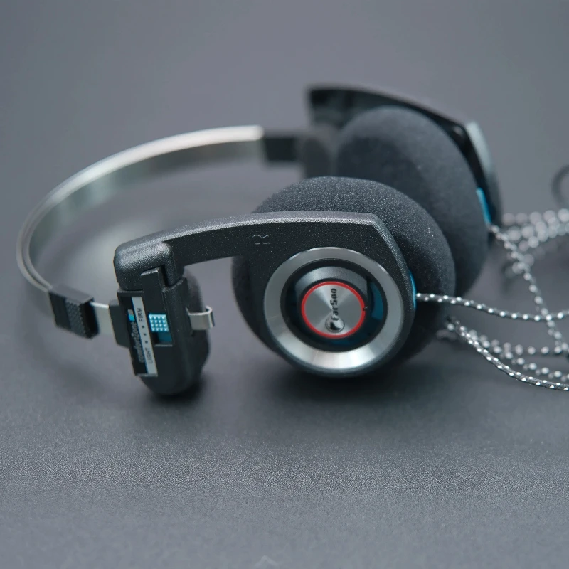 Casque rétro pliable avec micro – Noir et bleu Casque rétro pliable avec micro – Noir et bleu