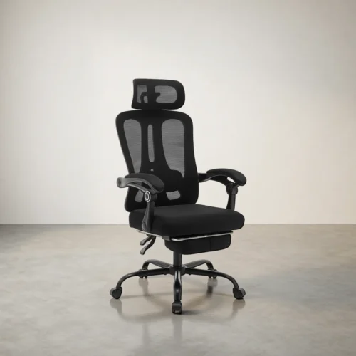 Chaise de bureau ergonomique en résille avec repose-pieds Chaise de bureau ergonomique en résille avec repose-pieds