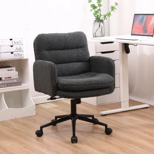 Chaise de bureau en fausse fourrure, réglable en hauteur – vue 4