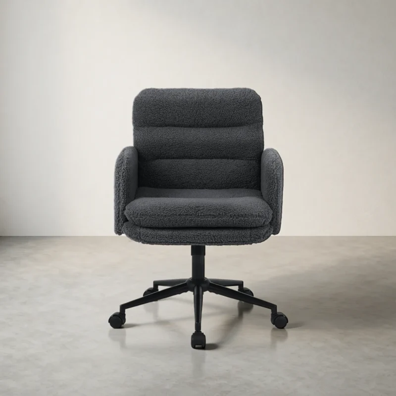 Chaise de bureau en fausse fourrure, réglable en hauteur