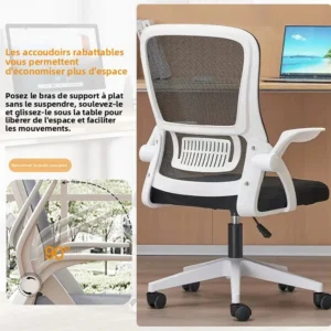 Chaise de bureau en résille à dossier mi-haut – vue 4 Chaise de bureau en résille à dossier mi-haut – vue 4