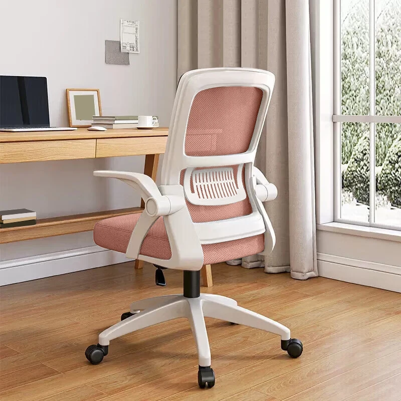 Chaise de bureau en résille à dossier mi-haut – Rose Chaise de bureau en résille à dossier mi-haut – Rose