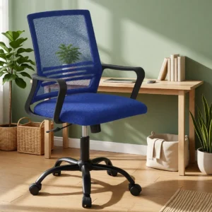 Chaise de bureau pivotante en résille – 5 coloris – Bleu Chaise de bureau pivotante en résille – 5 coloris – Bleu