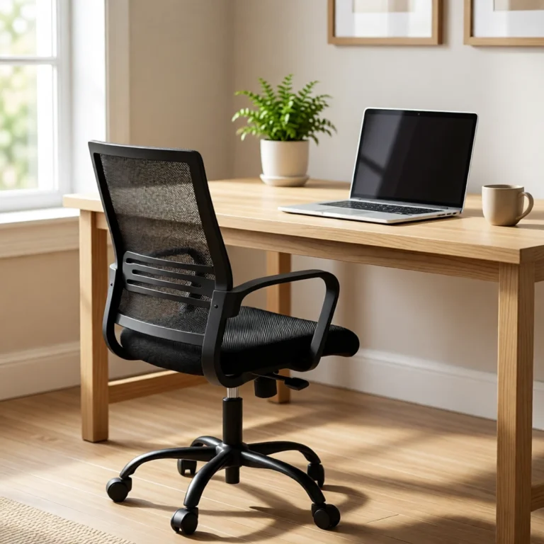Chaise de bureau pivotante en résille – 5 coloris sur un bureau