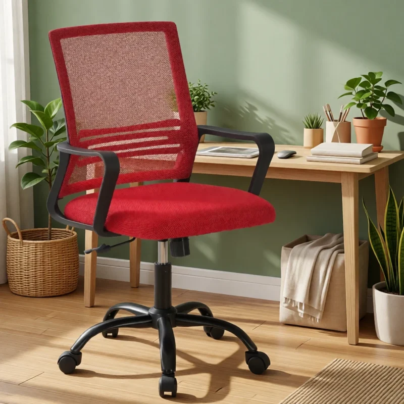 Chaise de bureau pivotante en résille – 5 coloris – Rouge Chaise de bureau pivotante en résille – 5 coloris – Rouge