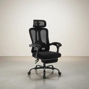 Chaise de bureau en résille inclinable 140° avec repose-pieds