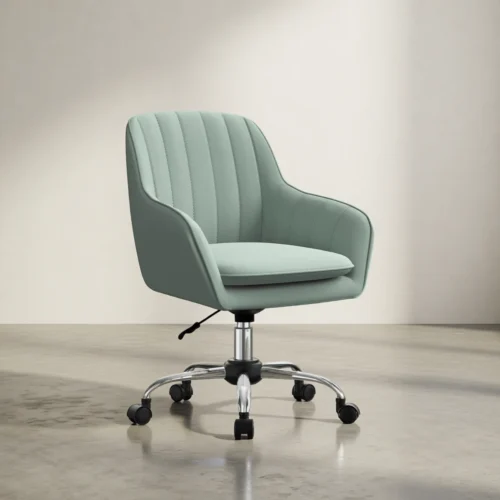 Chaise de bureau en velours à accoudoirs, réglable en hauteur