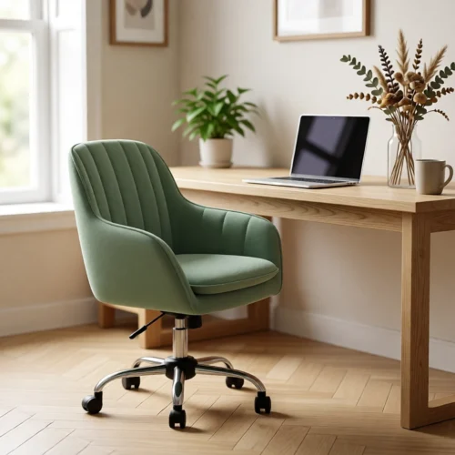 Chaise de bureau en velours à accoudoirs, réglable en hauteur sur un bureau