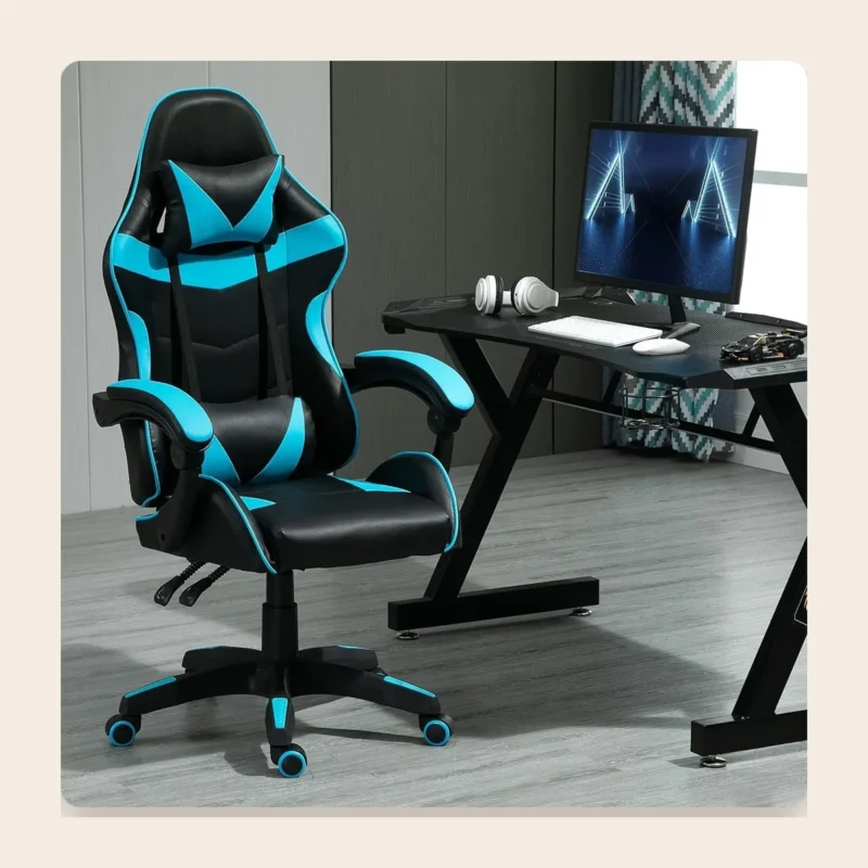 Chaise gaming à bascule en simili cuir – 4 coloris Chaise gaming à bascule en simili cuir – 4 coloris