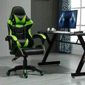 Chaise gaming à bascule en simili cuir – 4 coloris – Vert Chaise gaming à bascule en simili cuir – 4 coloris – Vert