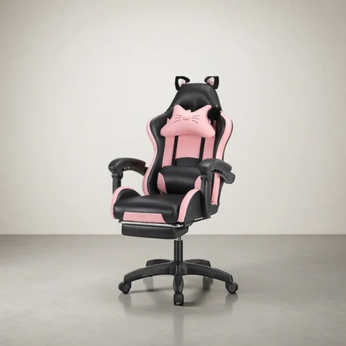 Chaise gaming « Chat » avec repose-pieds et coussin lombaire Chaise gaming « Chat » avec repose-pieds et coussin lombaire