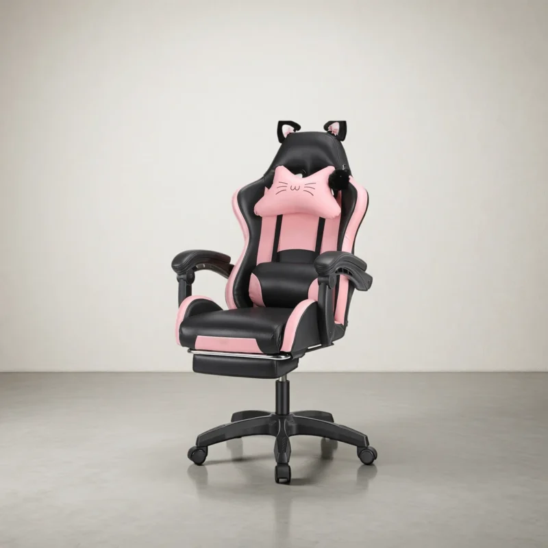 Chaise gaming « Chat » avec repose-pieds et coussin lombaire Chaise gaming « Chat » avec repose-pieds et coussin lombaire