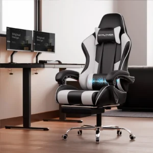 Chaise gaming massante avec repose-pieds – 8 coloris