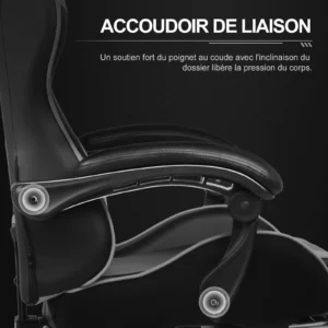 Chaise gaming massante avec repose-pieds – 8 coloris – vue 4