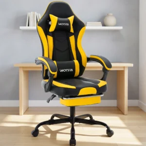 Chaise gaming ergonomique avec repose-pieds – 6 coloris – Noir et jaune Chaise gaming ergonomique avec repose-pieds – 6 coloris – Noir et jaune