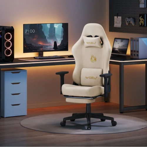 Chaise gaming en suédine ou résille, accoudoirs 3D