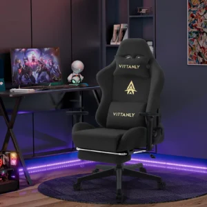 Chaise gaming en suédine avec repose-pieds – 6 coloris – vue 2