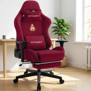 Chaise gaming en suédine avec repose-pieds – 6 coloris – Rouge