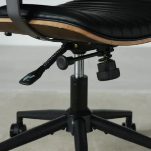 Chaise de bureau mid-century en simili cuir surpiqué – vue 2