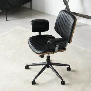 Chaise de bureau mid-century en simili cuir surpiqué – vue 4