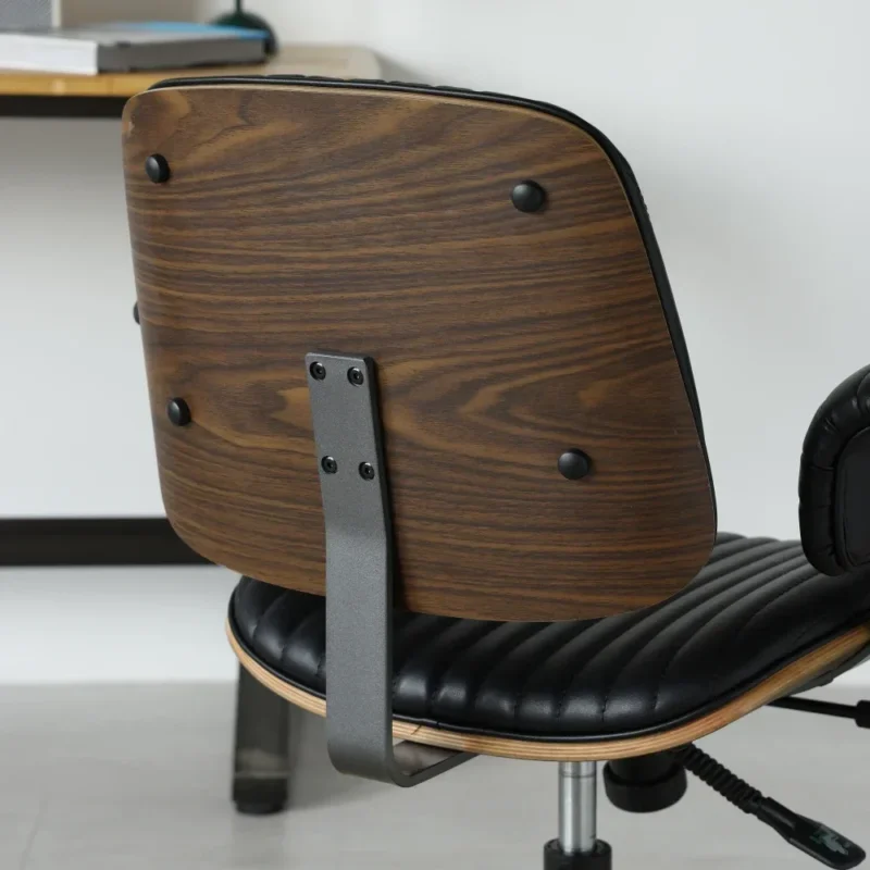 Chaise de bureau mid-century en simili cuir surpiqué – vue 6