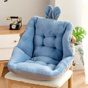 Coussin de chaise enveloppant en velours, oreilles de lapin – Bleu ciel Coussin de chaise enveloppant en velours, oreilles de lapin – Bleu ciel