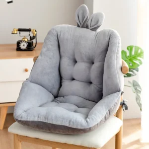 Coussin de chaise enveloppant en velours, oreilles de lapin – Gris Coussin de chaise enveloppant en velours, oreilles de lapin – Gris