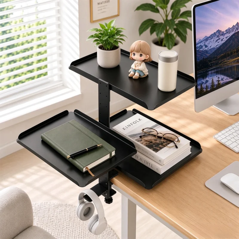 Étagère de bureau à pince, 3 plateaux réglables – vue 2