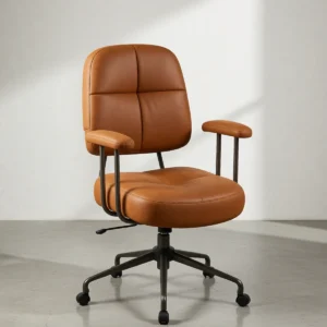 Fauteuil de bureau capitonné en suédine cognac Fauteuil de bureau capitonné en suédine cognac