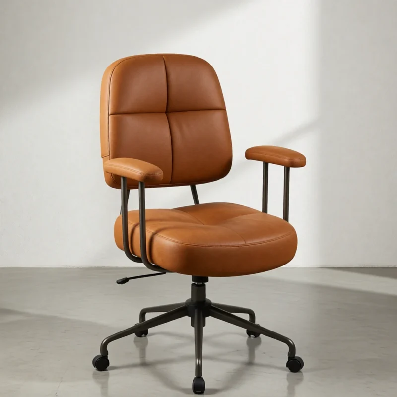 Fauteuil de bureau capitonné en suédine cognac Fauteuil de bureau capitonné en suédine cognac