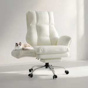 Fauteuil de bureau « nuage » XXL, accoudoirs rabattables – Blanc bouclette Fauteuil de bureau « nuage » XXL, accoudoirs rabattables – Blanc bouclette