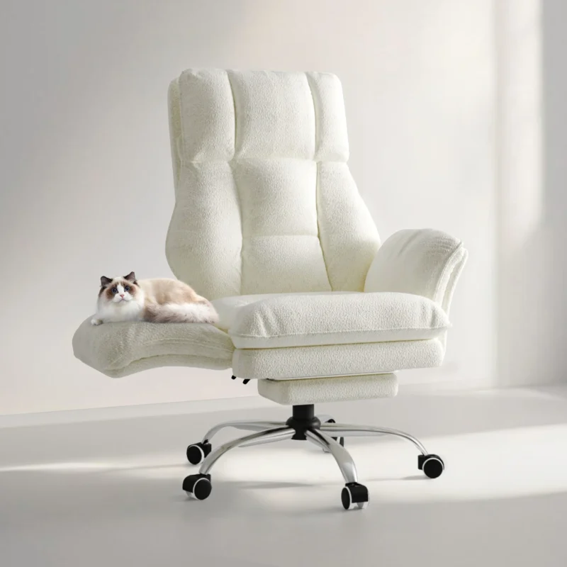 Fauteuil de bureau « nuage » XXL, accoudoirs rabattables – Blanc bouclette Fauteuil de bureau « nuage » XXL, accoudoirs rabattables – Blanc bouclette
