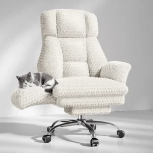 Fauteuil de bureau « nuage » XXL, accoudoirs rabattables – Blanc velours Fauteuil de bureau « nuage » XXL, accoudoirs rabattables – Blanc velours