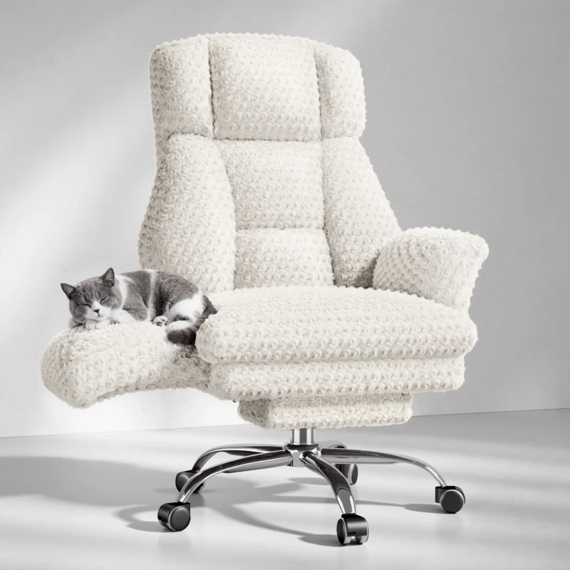 Fauteuil de bureau « nuage » XXL, accoudoirs rabattables – Blanc velours Fauteuil de bureau « nuage » XXL, accoudoirs rabattables – Blanc velours
