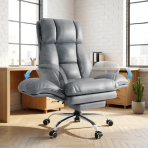 Fauteuil de bureau « nuage » XXL, accoudoirs rabattables – Gris simili cuir Fauteuil de bureau « nuage » XXL, accoudoirs rabattables – Gris simili cuir